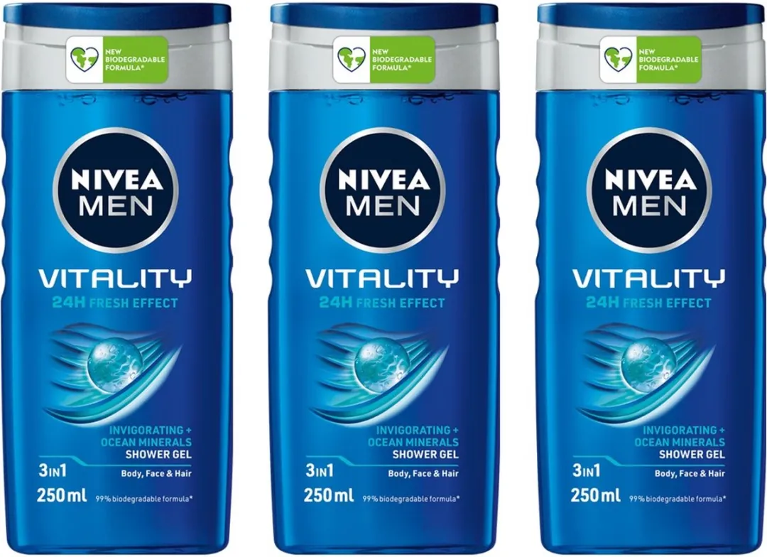 NIVEA For Men Vitality Douchegel 3x250ml