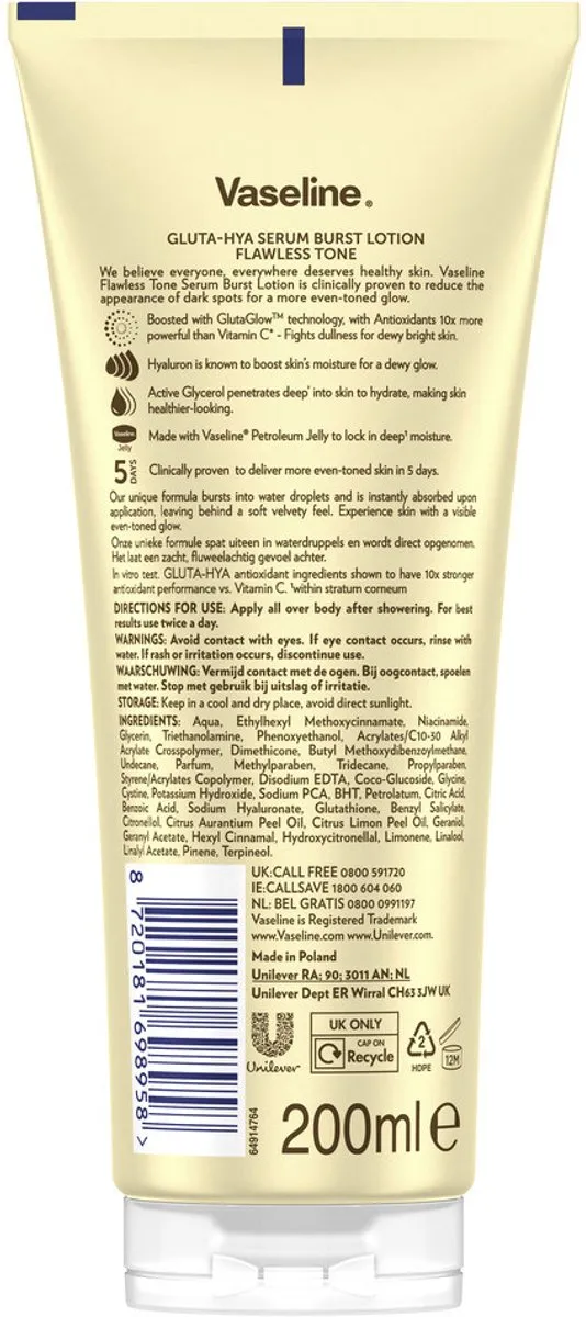 Vaseline Gluta-Hya Serum 200ml - 15 Stuks
