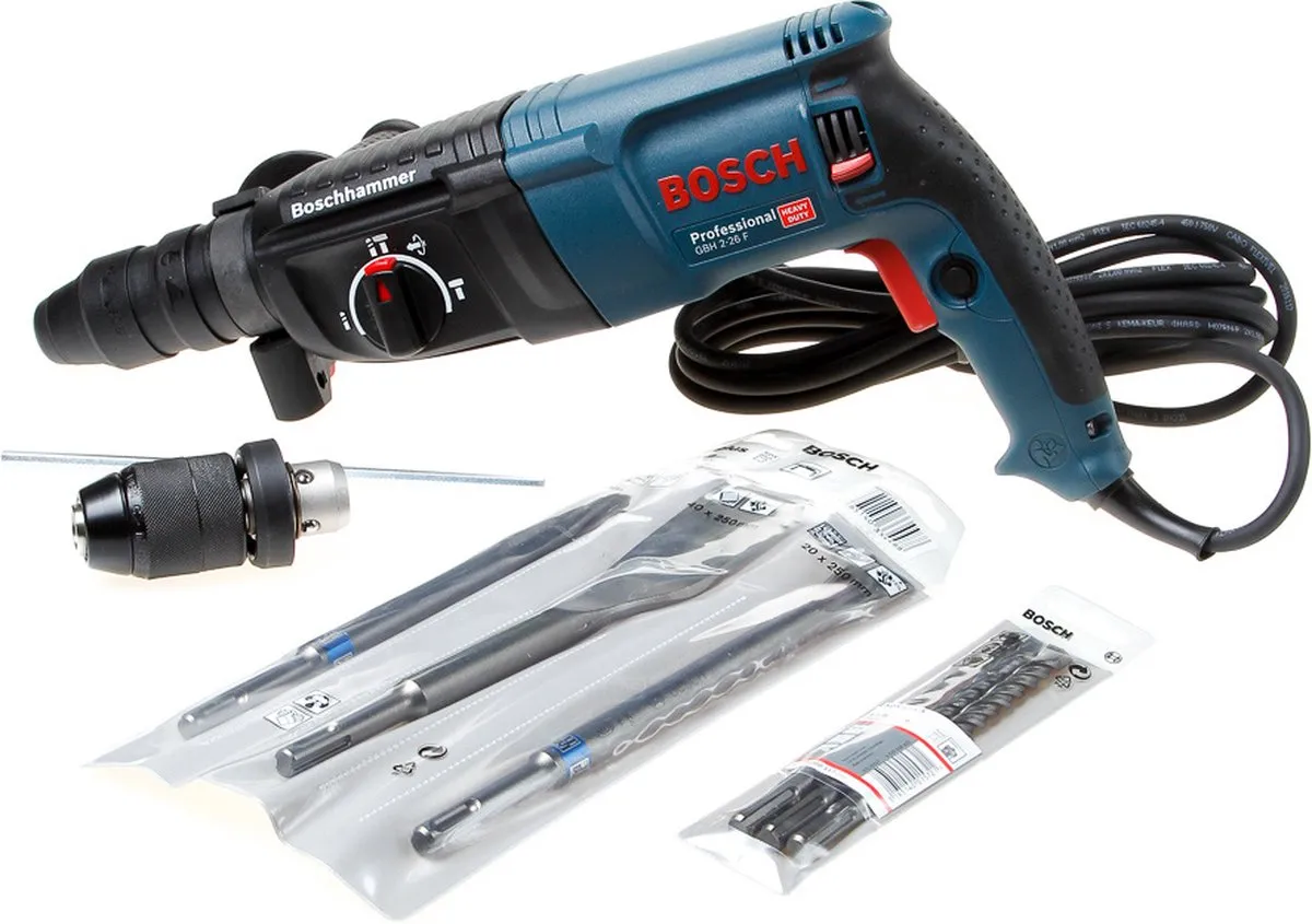 Bosch Professional GBH 2-26 F Boorhamer - 830 Watt - 2,7 J - Met opbergkoffer, SDS-Plus wisselhouder en boren- en beitelset