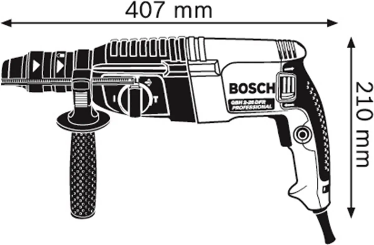 Bosch Professional GBH 2-26 F Boorhamer - 830 Watt - 2,7 J - Met opbergkoffer, SDS-Plus wisselhouder en boren- en beitelset