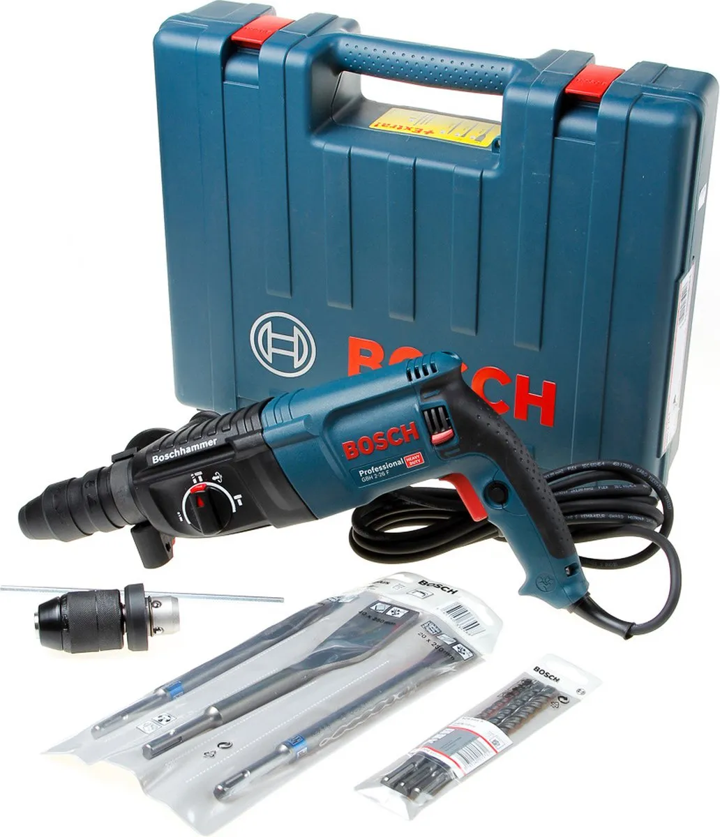 Bosch Professional GBH 2-26 F Boorhamer - 830 Watt - 2,7 J - Met opbergkoffer, SDS-Plus wisselhouder en boren- en beitelset