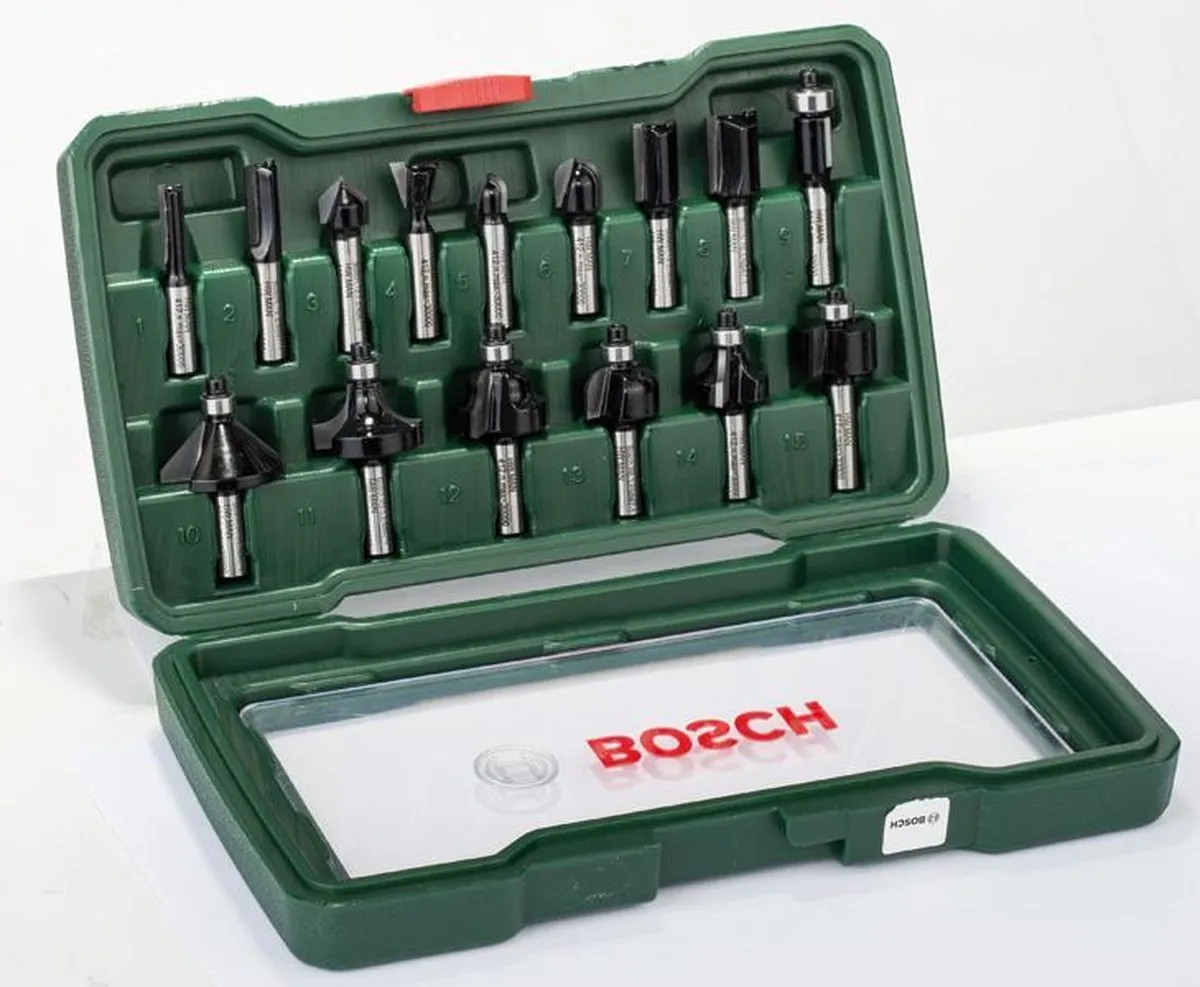 Bosch Houtfrezen 15-delig - Ø8mm Schacht