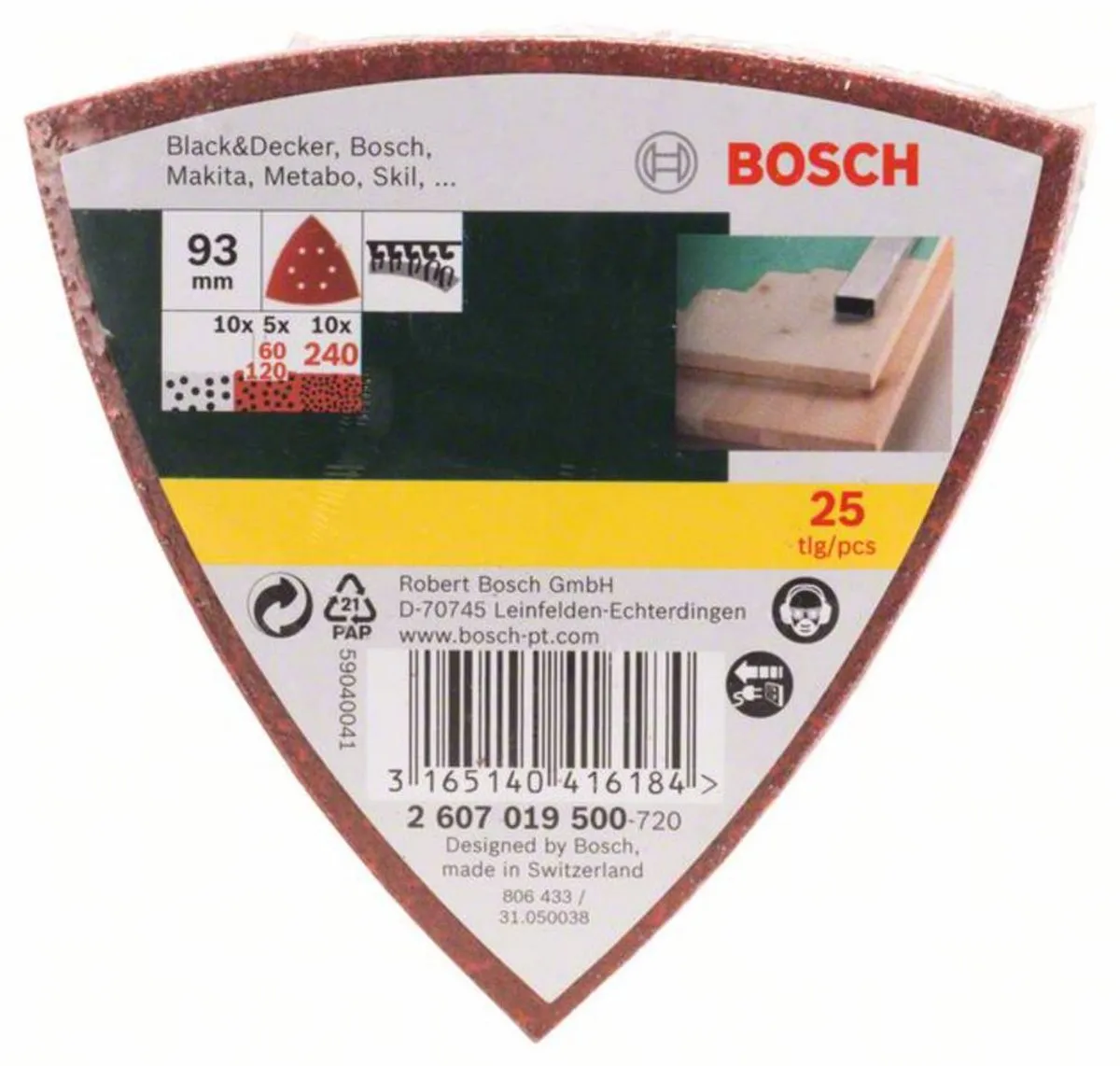 Bosch 25-delige Schuurbladenset Deltaschuurmachine - Korrel 60/120/240