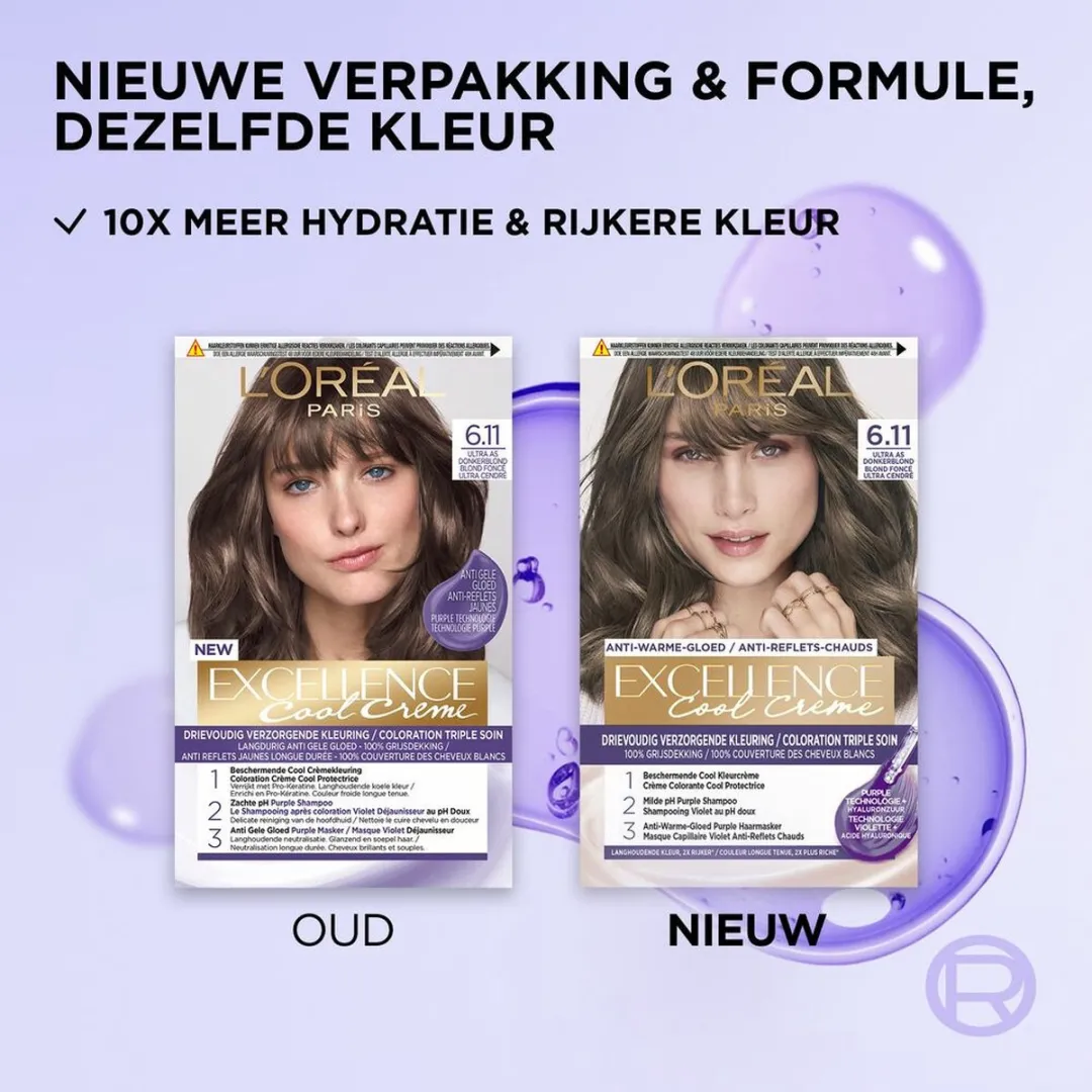 L'Oréal Paris Excellence Cool Cream 6.11 Ultra Ash Donkerblond - 6 Stuks