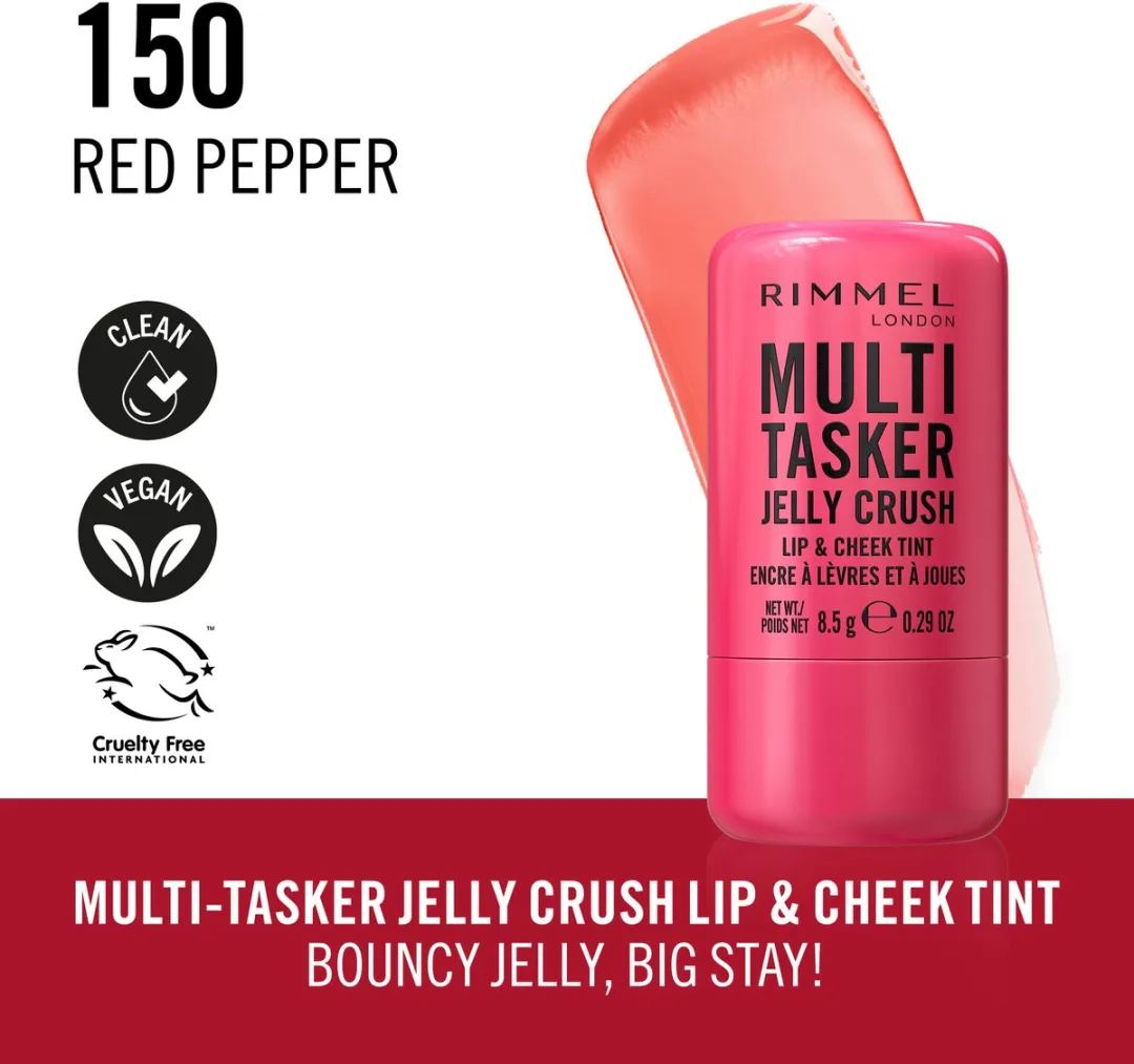 Rimmel London Multi-Tasker Jelly Crush Blush & Lip Stain 150 Red Pepper 8,5 g