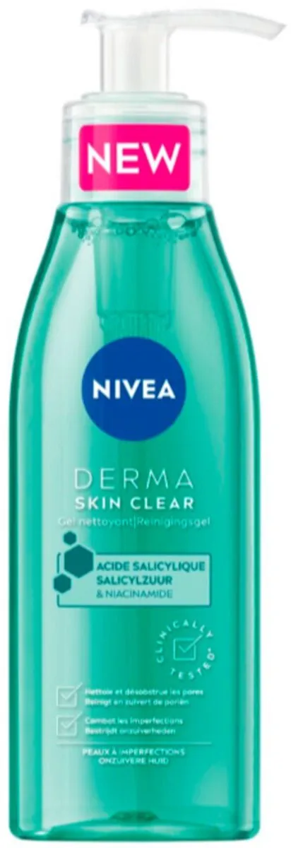 NIVEA DERMA Huidzuiver Reinigingsgel 150ml - Tegen acne & mee-eters