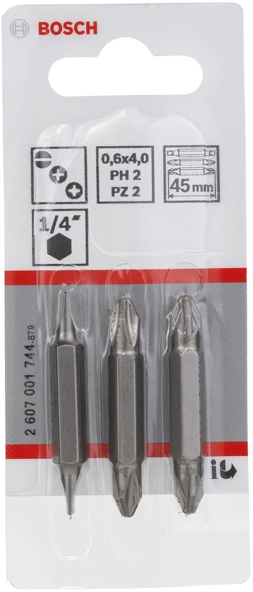 Bosch Dubbelbitset XH-TORS/GL0.6/PH2/PZ2 - 3 Stuks