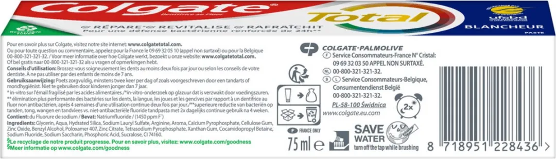 Colgate Total Whitening Tandpasta 900ml - 12 Stuks