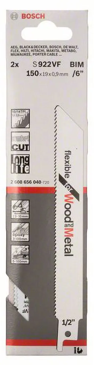 Bosch Reciprozaagblad S 922 VF - 2 Stuks