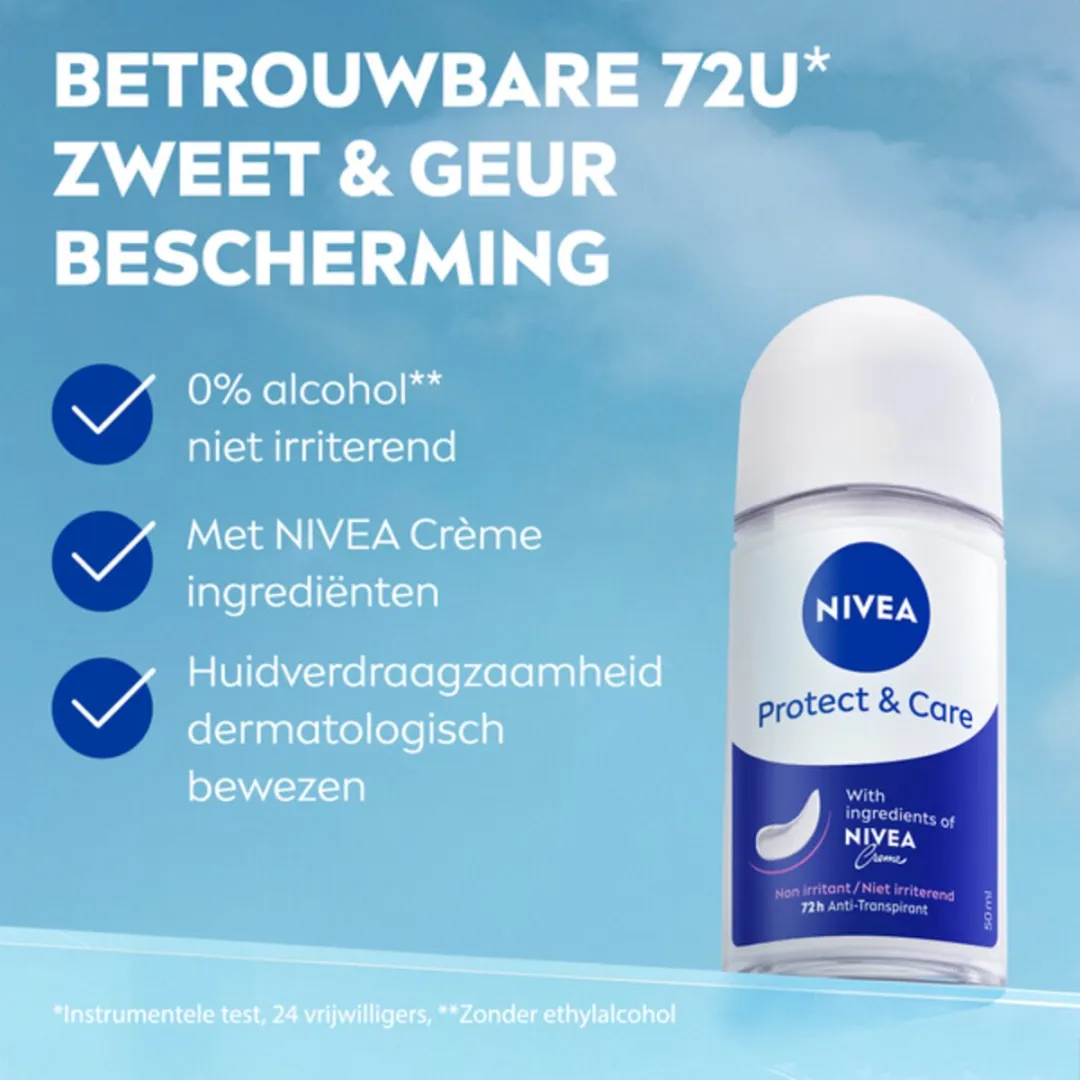 NIVEA Protect & Care Deo Roller Gevoelige Huid 300ml - 6x50ml