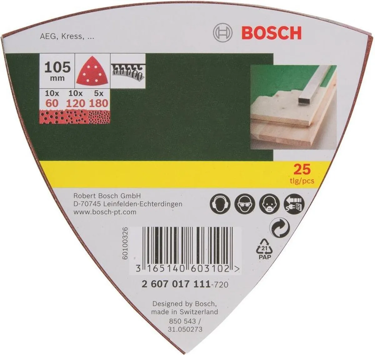 Bosch 25-delige Schuurbladenset Deltaschuurmachine 105mm - Korrel 60/120/180