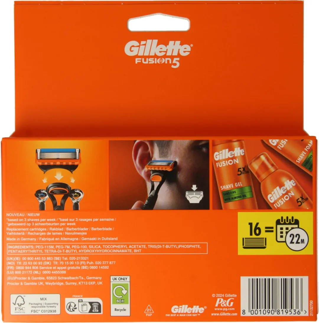 Gillette Fusion 5 Scheermesjes - 16 Stuks