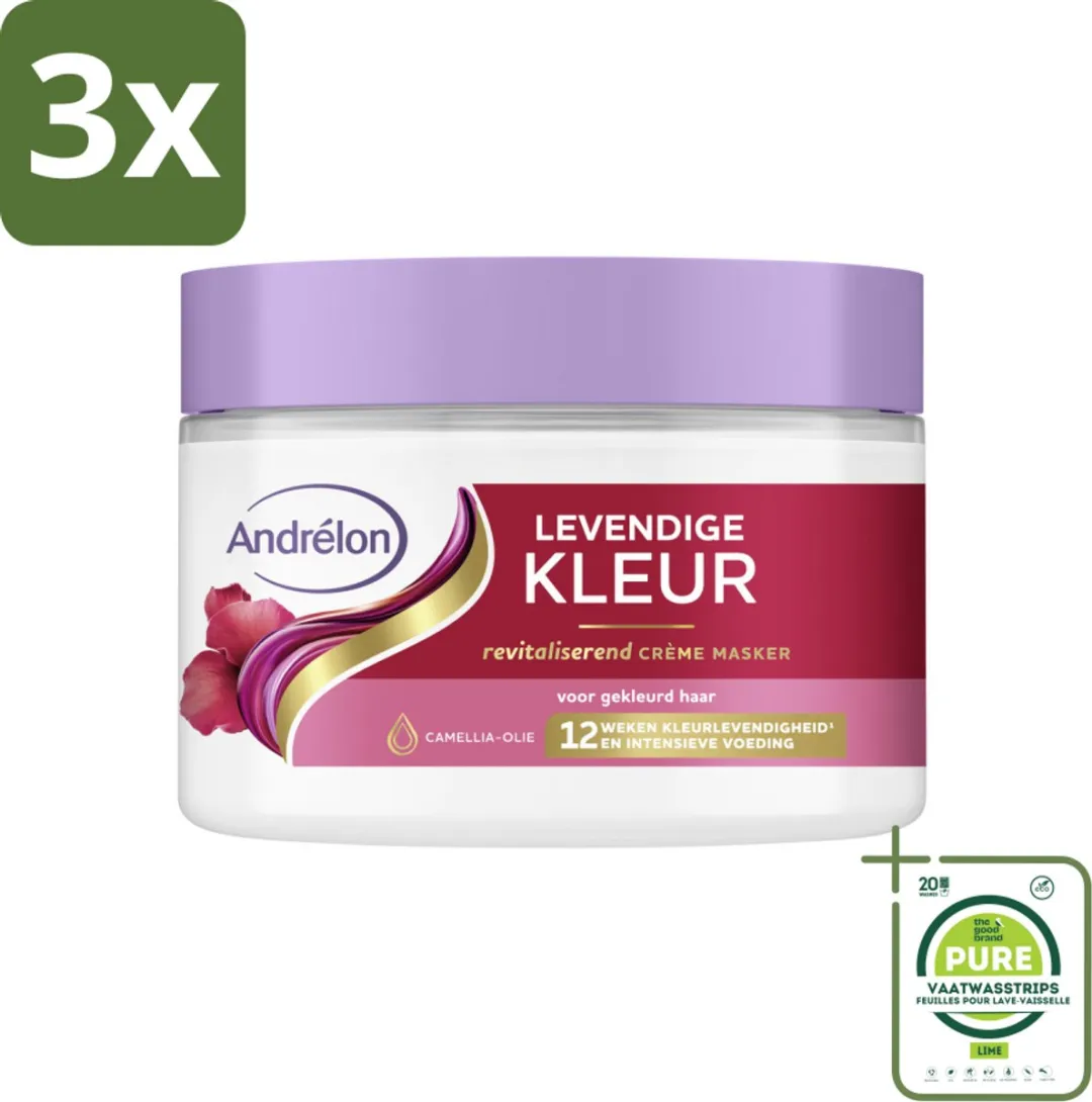 Andrélon Levendige Kleur Crème Haarmasker 300ml - 3 Stuks