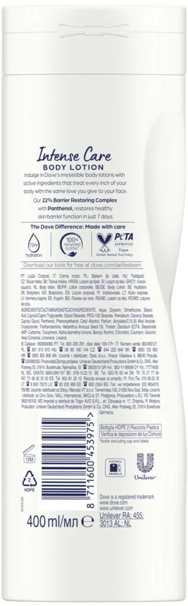 Dove Intensive Bodylotion 2000ml - 5x400ml