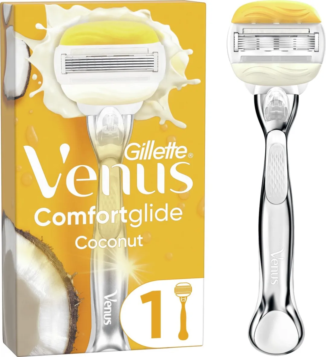 Gillette Venus Comfortglide Coconut Scheersysteem - 3 Bladen - Geel