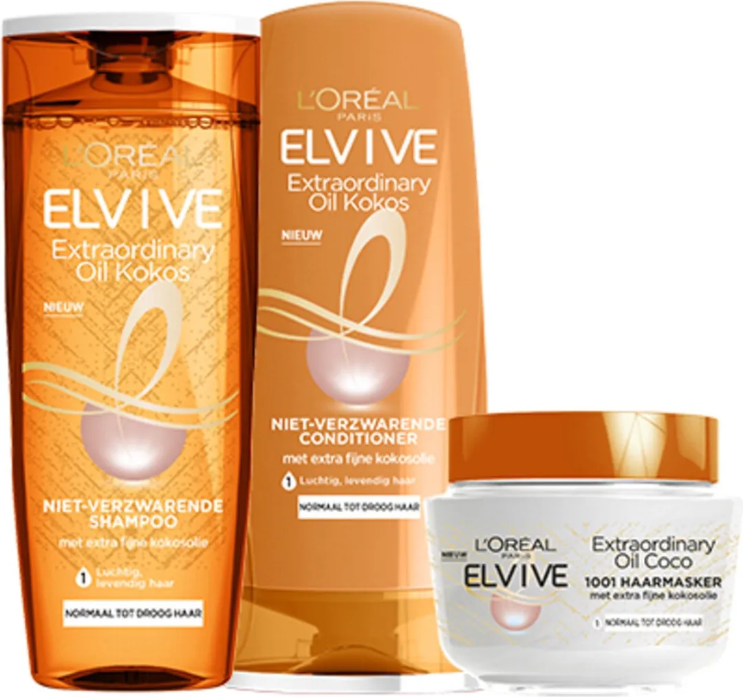 L'Oréal Elvive Extraordinary Oil Kokos Haarmasker 300ml - 3 Stuks