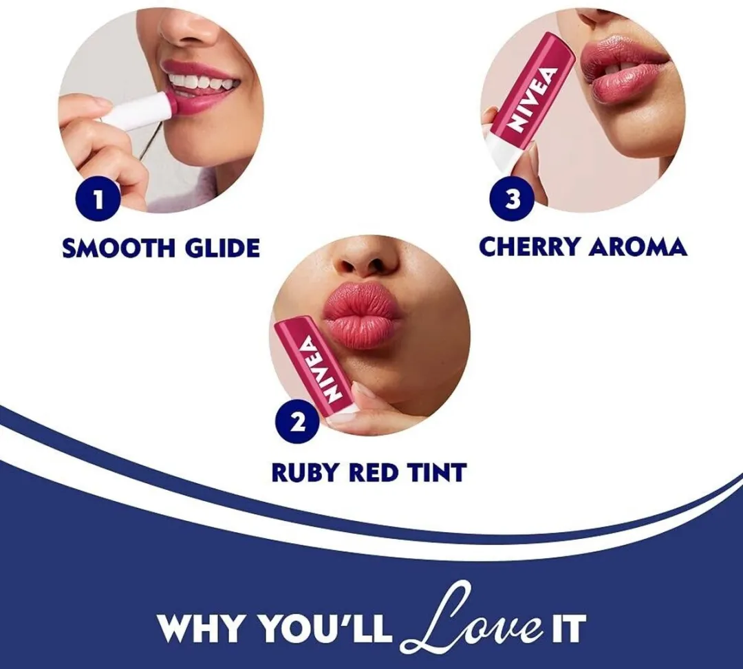 NIVEA Cherry Shine Lippenbalsem 28.8g - 6 Stuks