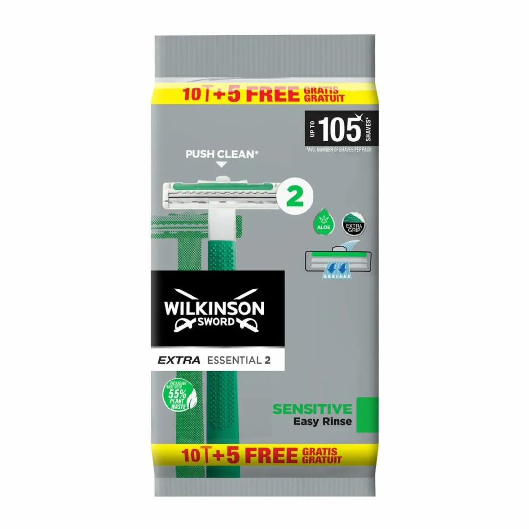 Wilkinson Sword Extra Essential 2 Sensitive Wegwerpscheermesjes - 15 Stuks