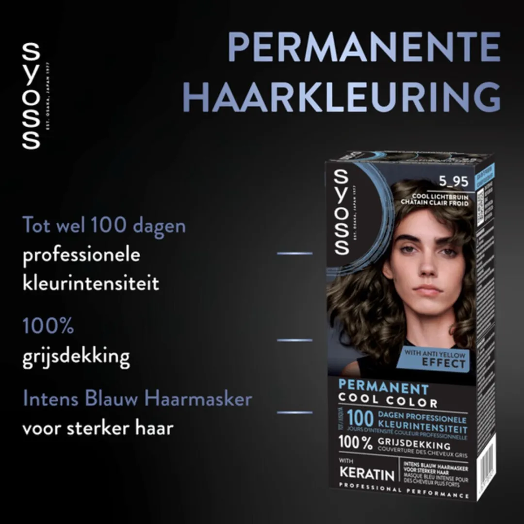 SYOSS Permanent Haarkleuring 5-95 Cool Lichtbruin - 3x345ml