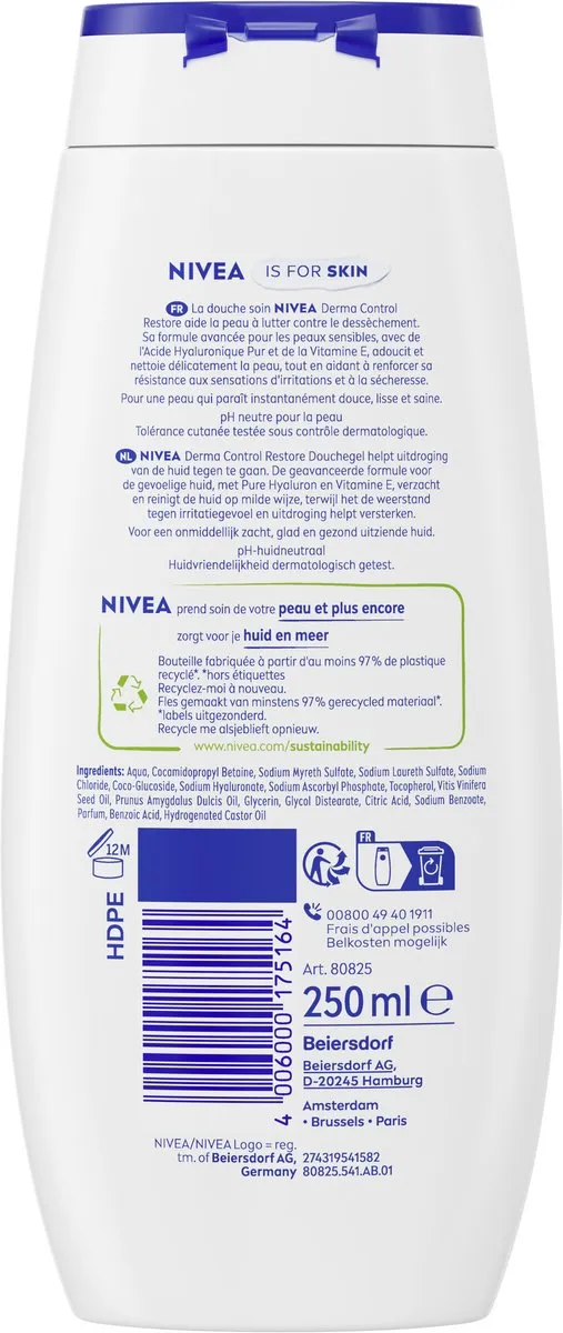 NIVEA Derma Control Restore Douchegel - 6x250ml