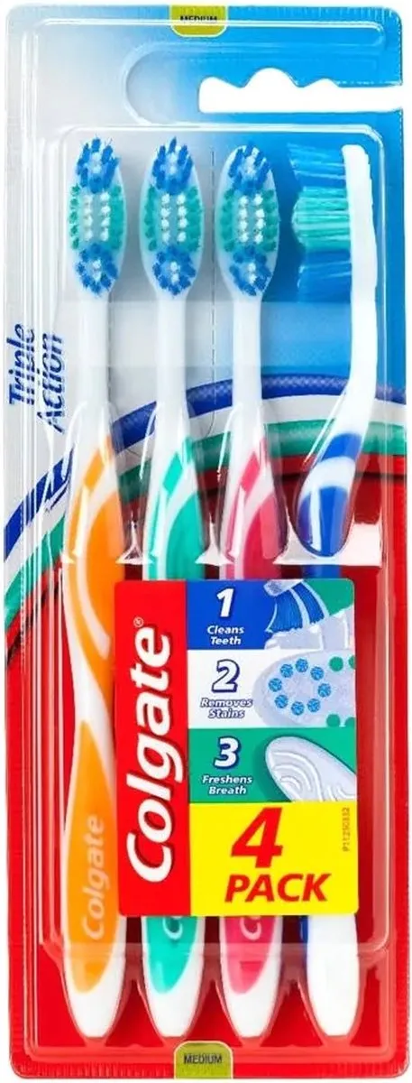 Colgate Triple Action Tandenborstel Medium - 4 Stuks - afbeelding 6 van 6