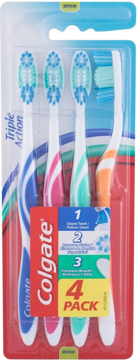 Colgate Triple Action Tandenborstel Medium - 4 Stuks