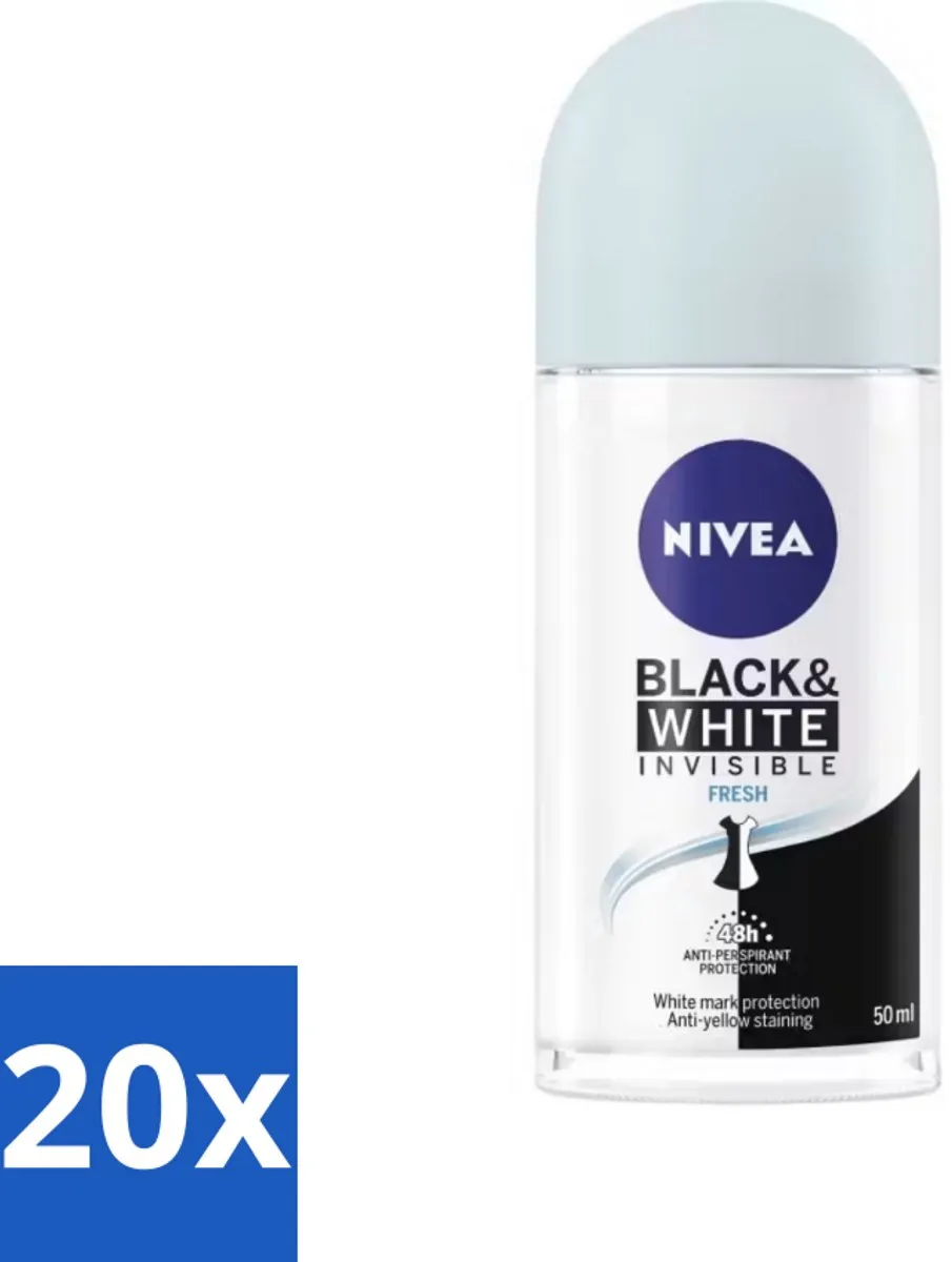 NIVEA Black & White Invisible Fresh Deodorant Roller 50ml