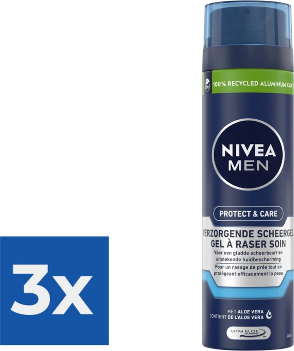 NIVEA MEN Protect & Care Scheergel 200ml - 3 Stuks