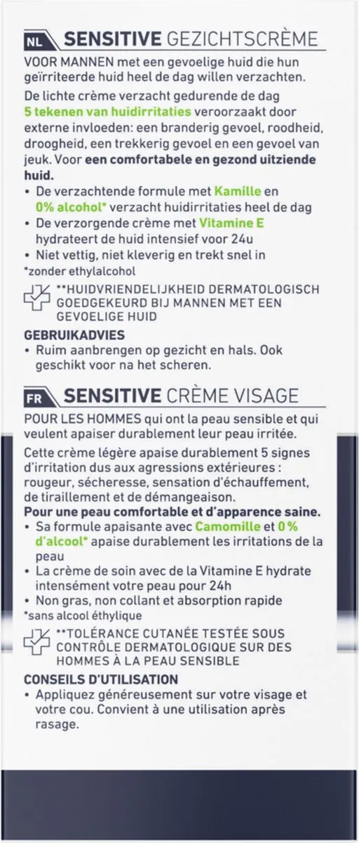 NIVEA MEN Sensitive Gezichtscrème 75ml - 2 Stuks