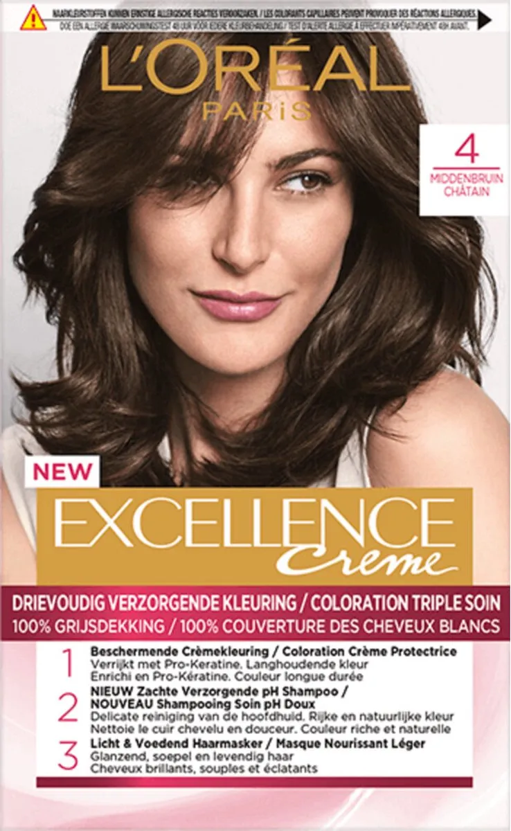 L'Oréal Paris Excellence Crème 4 Middenbruin - Haarverf 1035ml