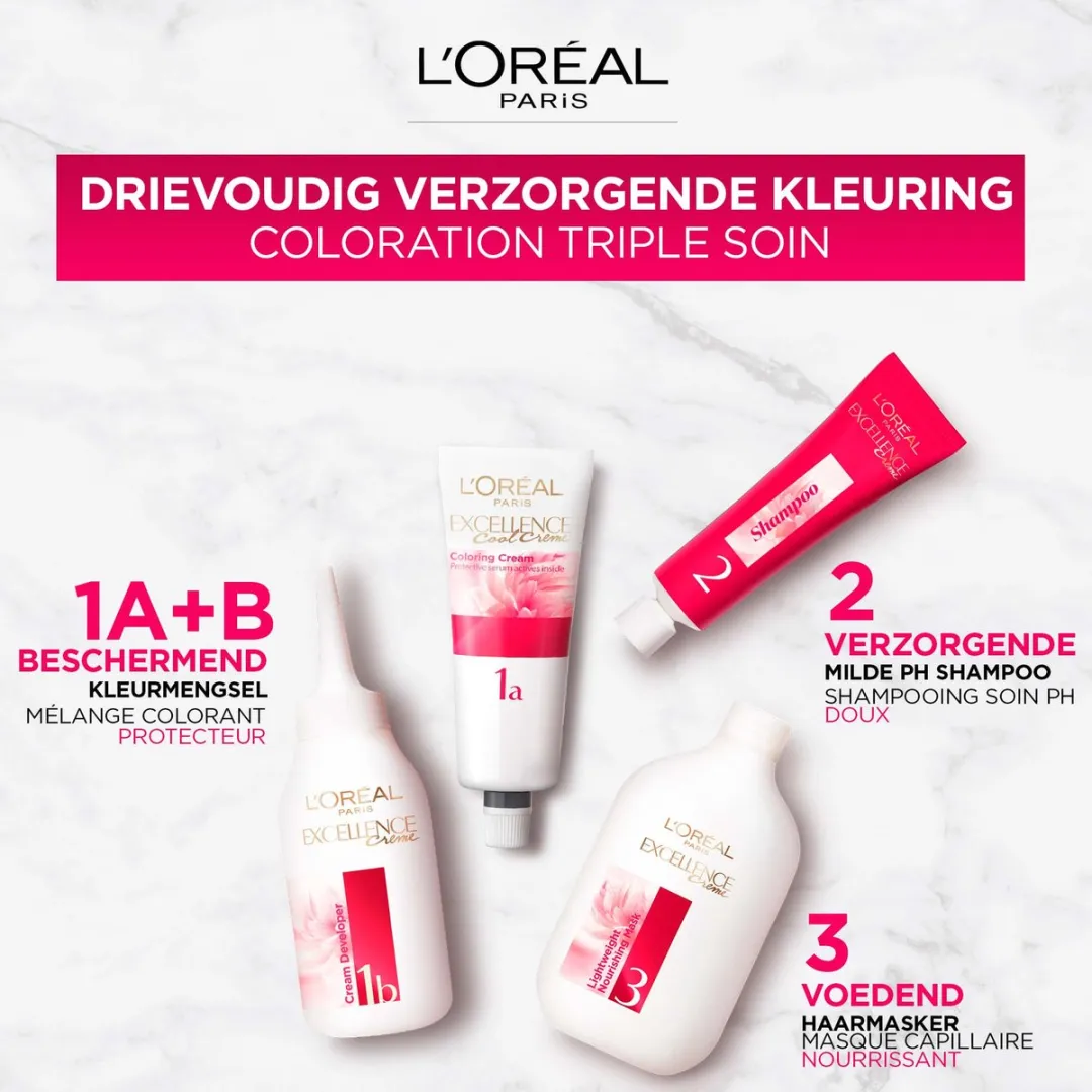 L'Oréal Paris Excellence Crème 4 Middenbruin - Haarverf 1035ml