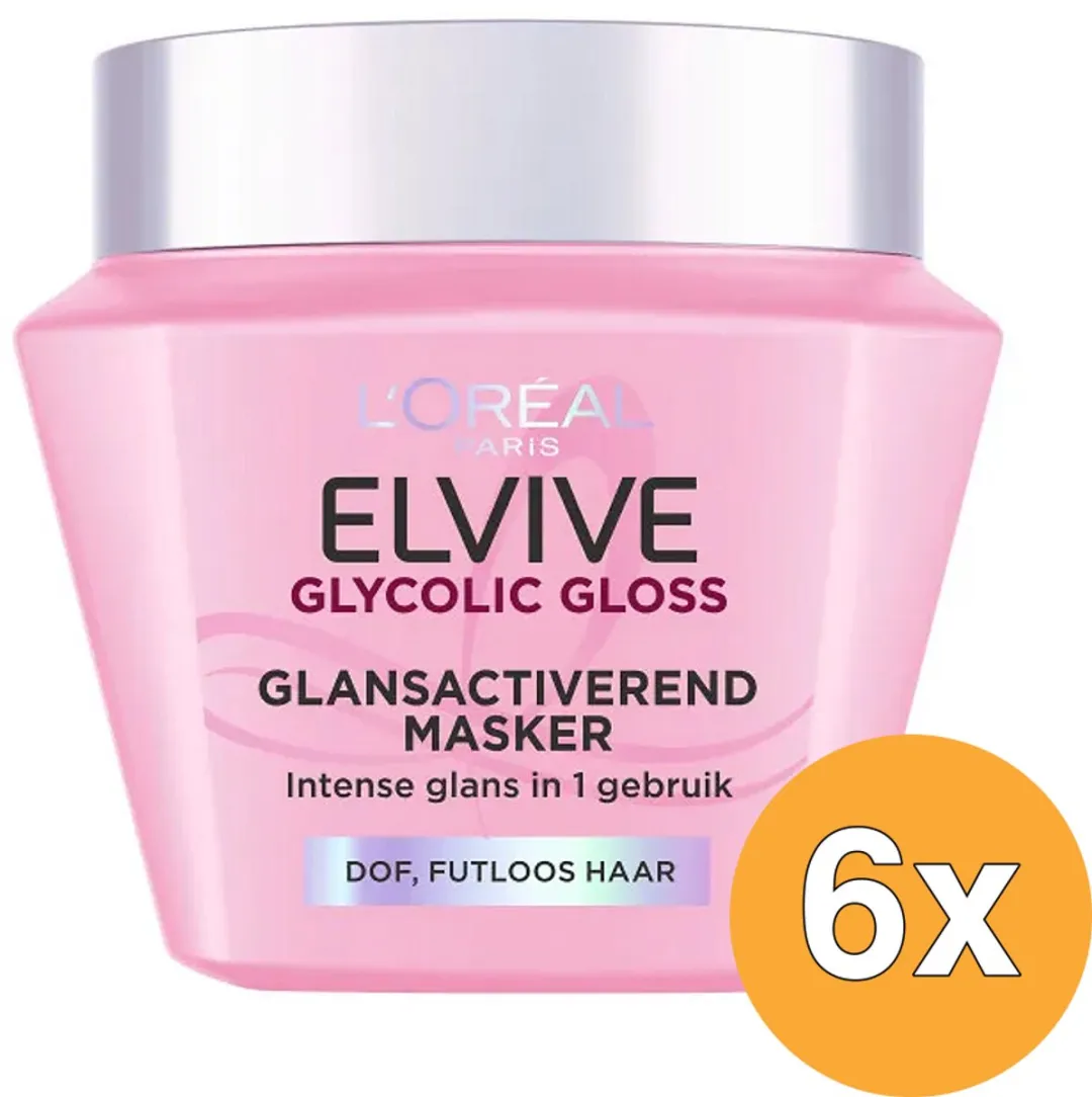 L'Oréal Paris Elvive Glycolic Gloss Mask 300ml - 6 Stuks