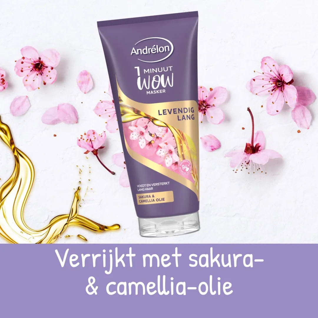 Andrélon 1 Minuut WOW Masker Levendig Lang - 6x180ml