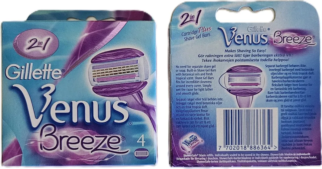 Gillette Venus Breeze Scheermesjes - 4 Stuks - Paars