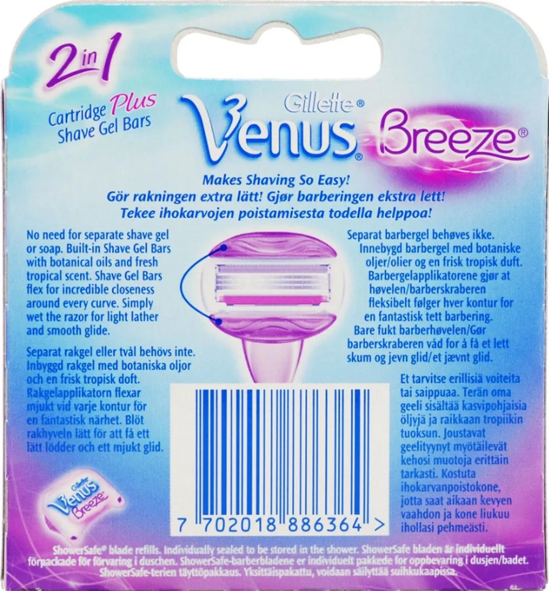 Gillette Venus Breeze Scheermesjes - 4 Stuks - Paars - afbeelding 6 van 6