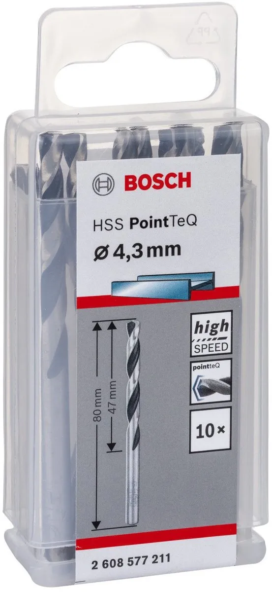 Bosch HSS PointTeQ DIN 338 Boor 4,3x47x80mm - 10 Stuks - afbeelding 5 van 5