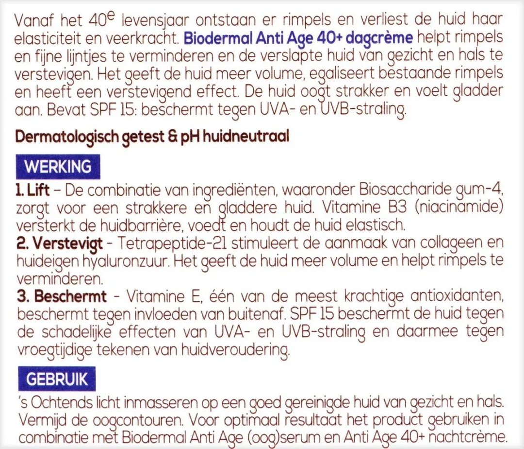 Biodermal Anti Age Dagcrème 40+ SPF15 - 50ml