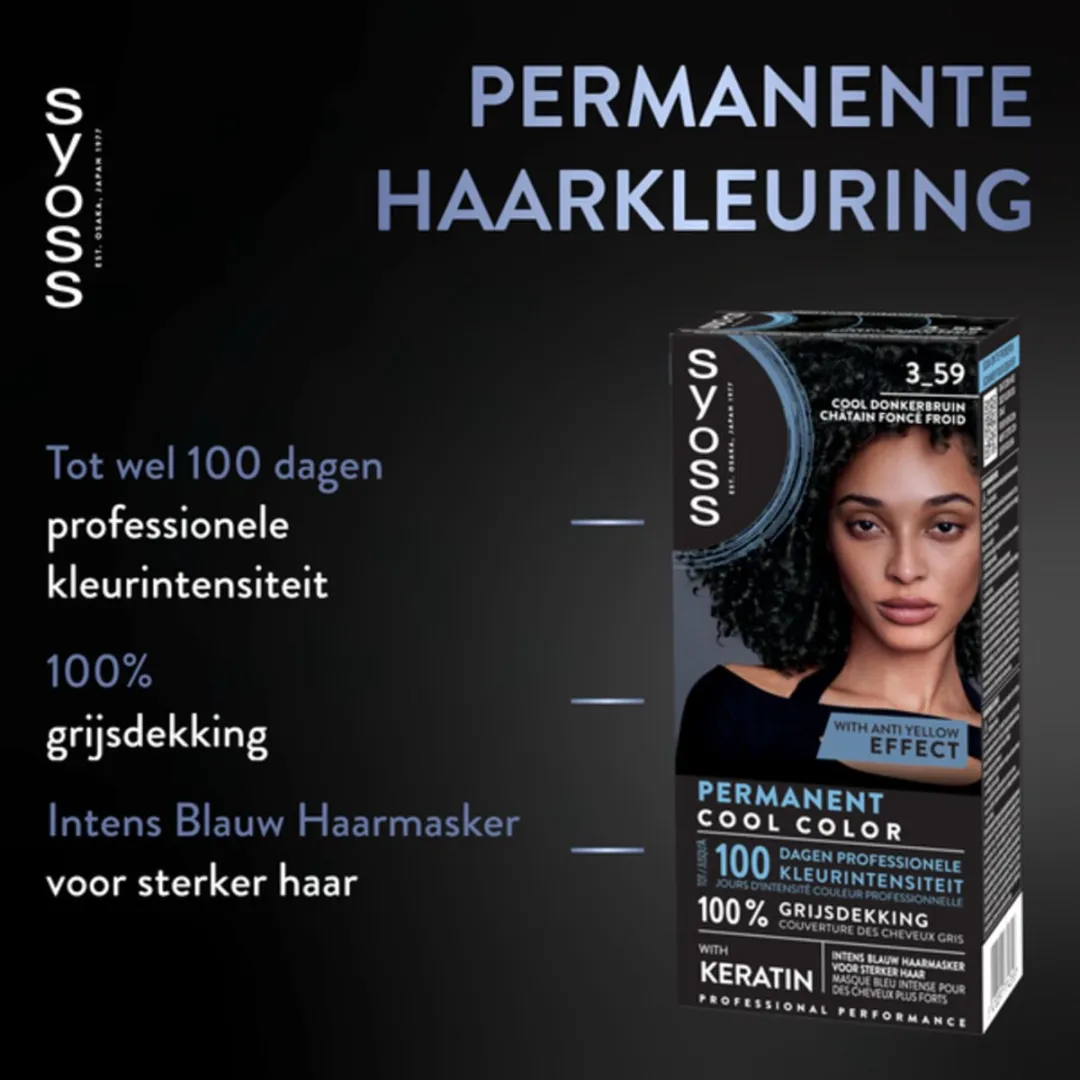 SYOSS Coloration 3-59 Cool Donkerbruin Haarverf - 4 Stuks