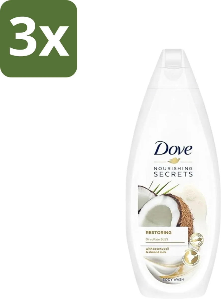 Dove Nourishing Secrets Douchegel - Kokosolie & Amandelmelk 750ml - 3 Stuks