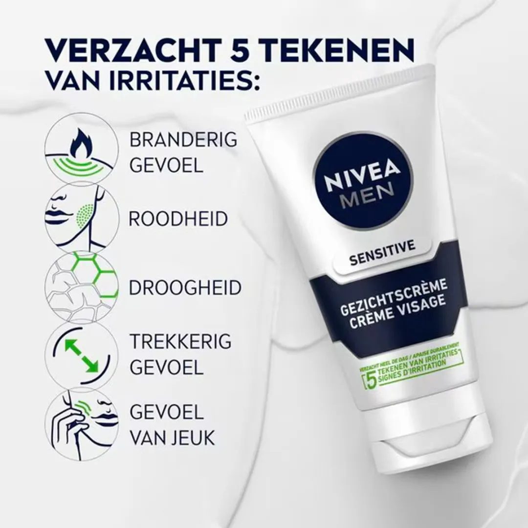 NIVEA Men Sensitive Gezichtscrème 225ml - 3x75ml