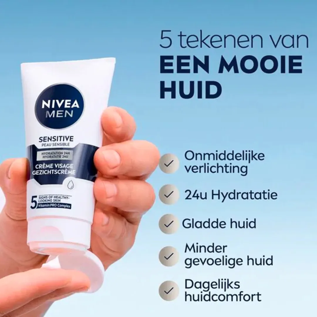 NIVEA Men Sensitive Gezichtscrème 225ml - 3x75ml