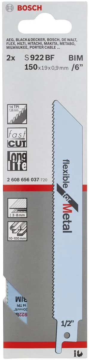 Bosch - Reciprozaagblad S 922 BF Flexible for Metal - 2 stuks
