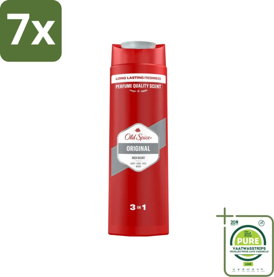 7 x Old Spice - Original - Douchegel 3-in-1 - Reinigt, Verfrist & Verzorgt - 400 ml - Grootverpakking - Douchegel - Mannen - 3-in-1 - Old Spice - Original