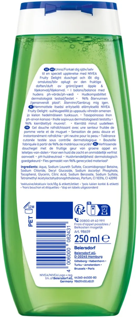 NIVEA Fruity Delight Douchegel - 6x250ml - afbeelding 6 van 6