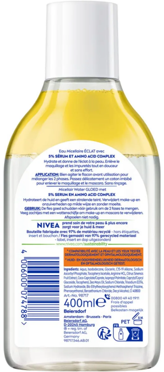 NIVEA Micellair Water Serum Verrijkt Stralend 400ml - 10 Stuks