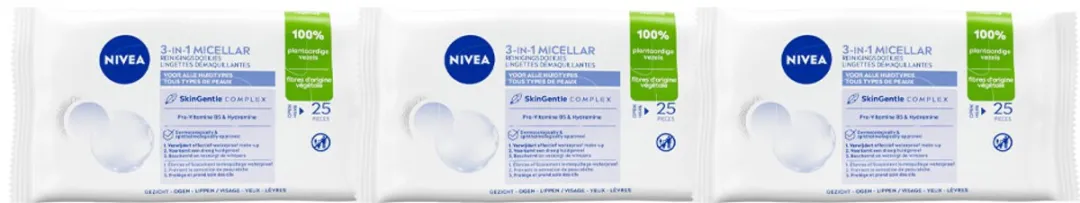 NIVEA Micellair Reinigingsdoekjes 3x25 Stuks