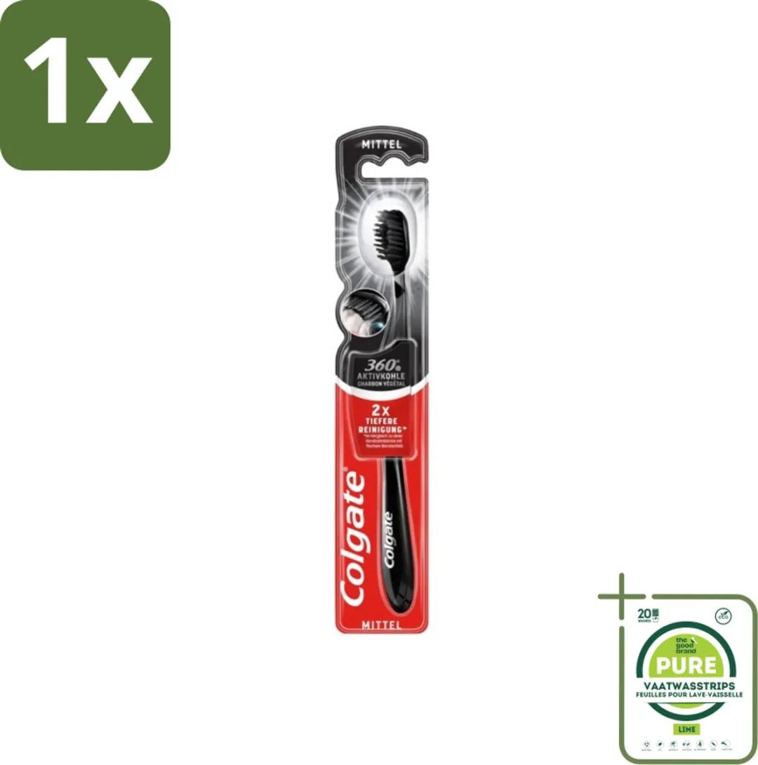 Colgate Charcoal Black 360 Medium Tandenborstel