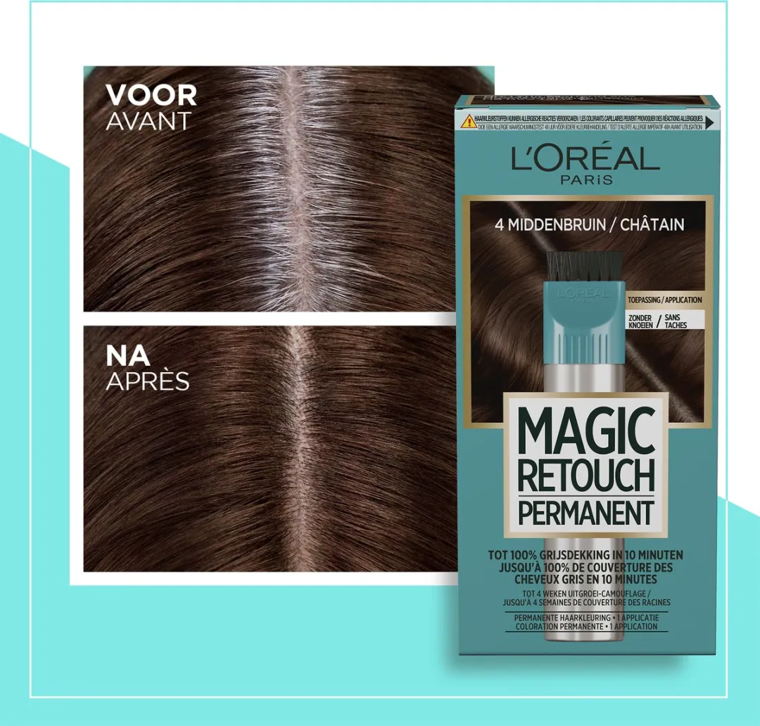 L'Oréal Paris Magic Retouch Permanent 4 Middenbruin - 100g