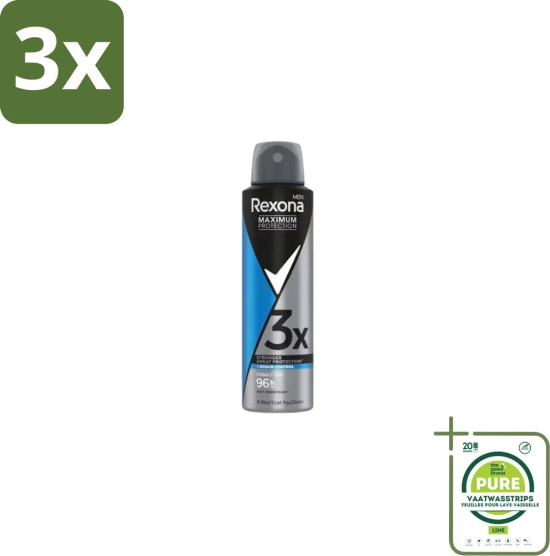 Rexona Maximum Protection Cobalt Dry Deodorant Spray 450ml - 3 Stuks