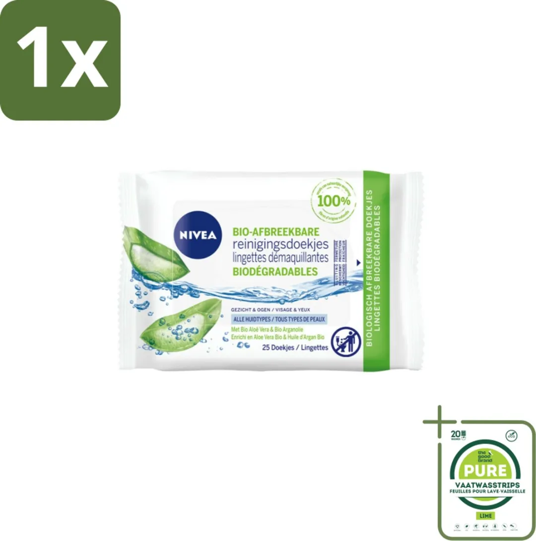 NIVEA Reinigingsdoekjes Bio Aloe Vera 25 Stuks